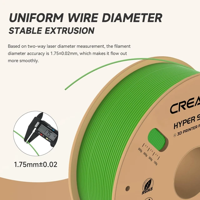 Alt view image 4 of 7 - Official CREALITY Hyper PLA Filament 1.75mm, High Speed PLA 30-600mm/s Rapid 3D Printer Filament, Dimensional Accuracy +/-0.02mm, Stronger Toughness, Fit Most FDM 3D Printers1KG(2.2lbs) Spool Green
