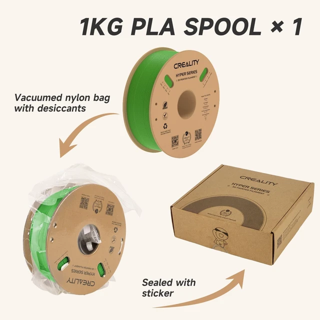 Alt view image 7 of 7 - Official CREALITY Hyper PLA Filament 1.75mm, High Speed PLA 30-600mm/s Rapid 3D Printer Filament, Dimensional Accuracy +/-0.02mm, Stronger Toughness, Fit Most FDM 3D Printers1KG(2.2lbs) Spool Green