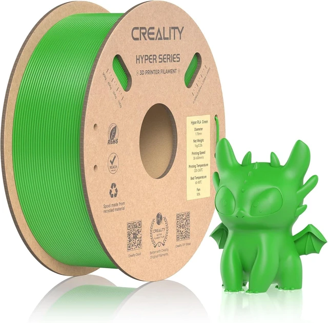 Main image of Official CREALITY Hyper PLA Filament 1.75mm, High Speed PLA 30-600mm/s Rapid 3D Printer Filament, Dimensional Accuracy +/-0.02mm, Stronger Toughness, Fit Most FDM 3D Printers1KG(2.2lbs) Spool Green