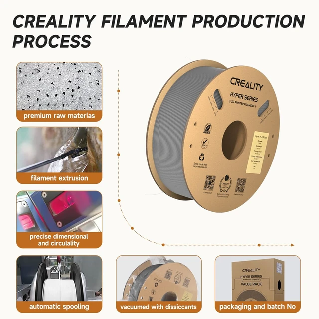 Alt view image 3 of 7 - Official CREALITY Hyper PLA Filament 1.75mm Grey & Grey 2KG, 30-600mm/s Rapid High Speed PLA 3D Printer Filament, 2 Pack 1kg Spool(2.2lbs) PLA, Dimensional Accuracy +/-0.02mm, Fit Most FDM 3D Printers