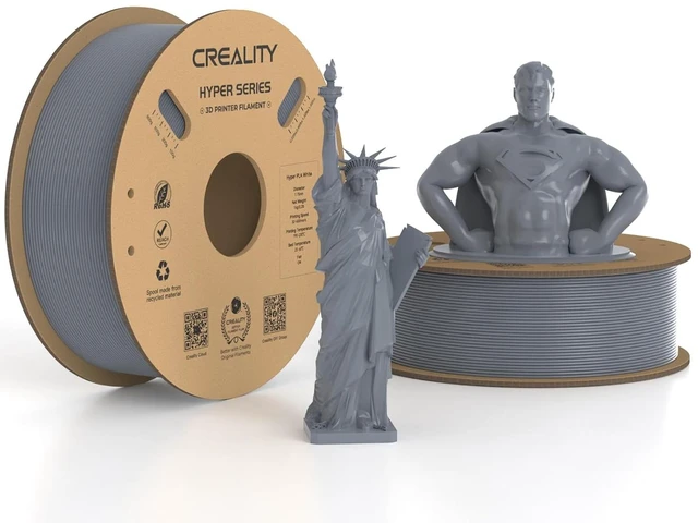 Main image of Official CREALITY Hyper PLA Filament 1.75mm Grey & Grey 2KG, 30-600mm/s Rapid High Speed PLA 3D Printer Filament, 2 Pack 1kg Spool(2.2lbs) PLA, Dimensional Accuracy +/-0.02mm, Fit Most FDM 3D Printers