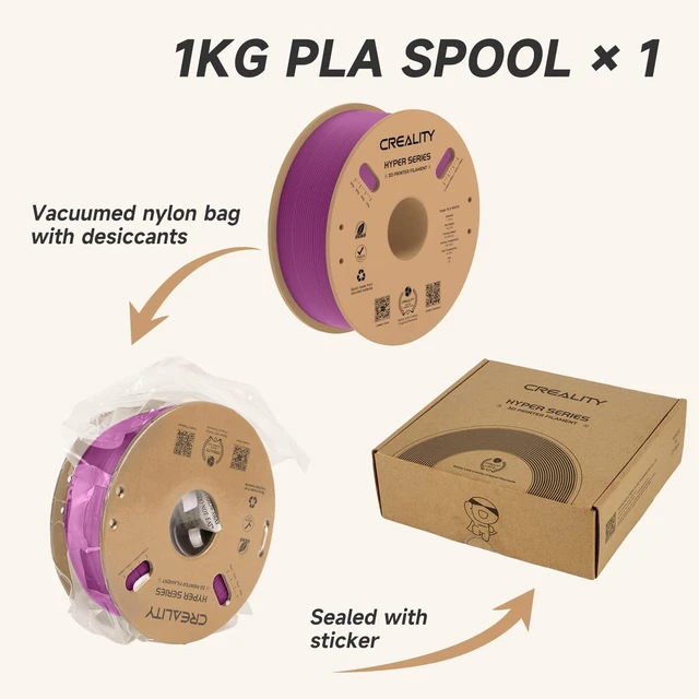 Alt view image 7 of 7 - Official Creality Hyper PLA Filament 1.75mm, High Speed PLA 30-600mm/s Rapid 3D Printer Filament, Dimensional Accuracy +/-0.02mm, Fit Most FDM 3D Printers1KG(2.2lbs) Spool Purple