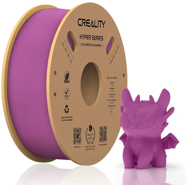 Main image of Official Creality Hyper PLA Filament 1.75mm, High Speed PLA 30-600mm/s Rapid 3D Printer Filament, Dimensional Accuracy +/-0.02mm, Fit Most FDM 3D Printers1KG(2.2lbs) Spool Purple