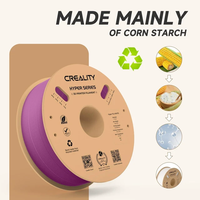 Alt view image 5 of 7 - Official Creality Hyper PLA Filament 1.75mm, High Speed PLA 30-600mm/s Rapid 3D Printer Filament, Dimensional Accuracy +/-0.02mm, Fit Most FDM 3D Printers1KG(2.2lbs) Spool Purple