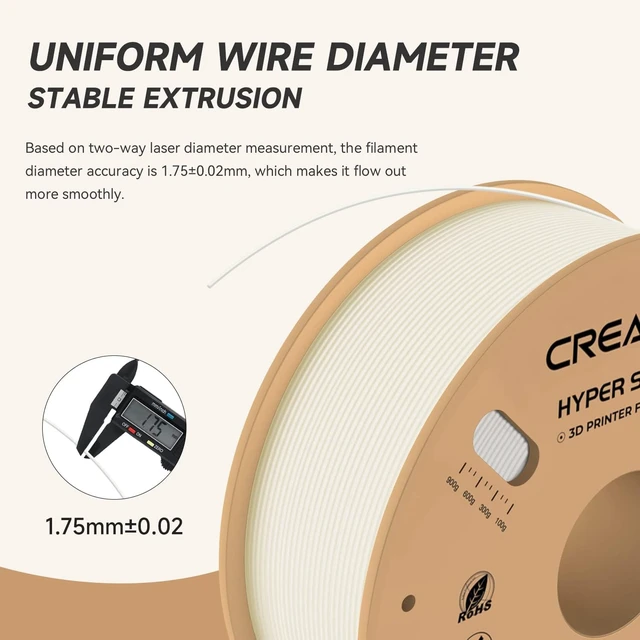 Alt view image 4 of 7 - Official CREALITY Hyper PLA Filament 1.75mm, High Speed PLA 30-600mm/s 3D Printer Filament, Dimensional Accuracy +/-0.02mm, Fit Most FDM 3D Printers1KG(2.2lbs) Spool White