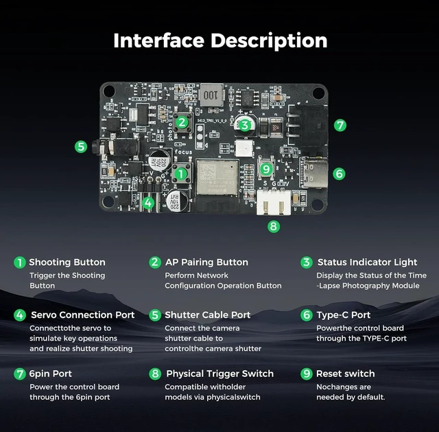 Alt view image 6 of 7 - Creality Official i7 Time-Lapse Kit, Multimode Trigger Control Board with WiFi & Bluetooth, Automatic Print Timelapse Recording Circuit Board Replacement Parts for Creality i7 3D Printer
