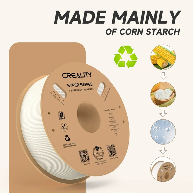 Alt view image 5 of 7 - Official CREALITY Hyper PLA Filament 1.75mm, High Speed PLA 30-600mm/s 3D Printer Filament, Dimensional Accuracy +/-0.02mm, Fit Most FDM 3D Printers1KG(2.2lbs) Spool White