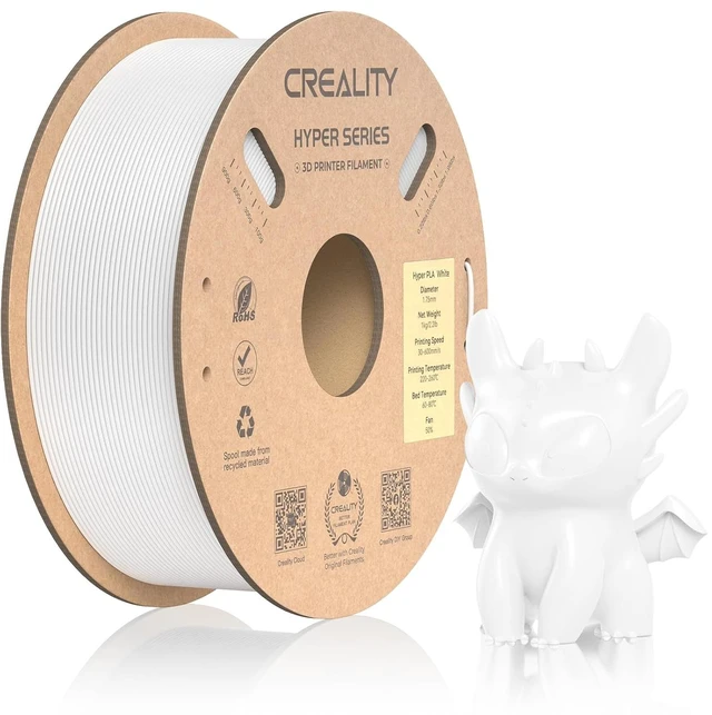 Main image of Official CREALITY Hyper PLA Filament 1.75mm, High Speed PLA 30-600mm/s 3D Printer Filament, Dimensional Accuracy +/-0.02mm, Fit Most FDM 3D Printers1KG(2.2lbs) Spool White