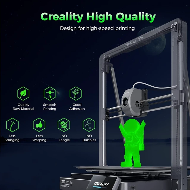 Alt view image 2 of 7 - Creality Official Hyper PLA Filament 1.75mm, Glow in The Dark Filament, 3D Luminous PLA Printer Filament, RFID Filament, Best with UV Lamps, Fit Most FDM 3D Printers, 1kg Spool (2.2 lbs) Green