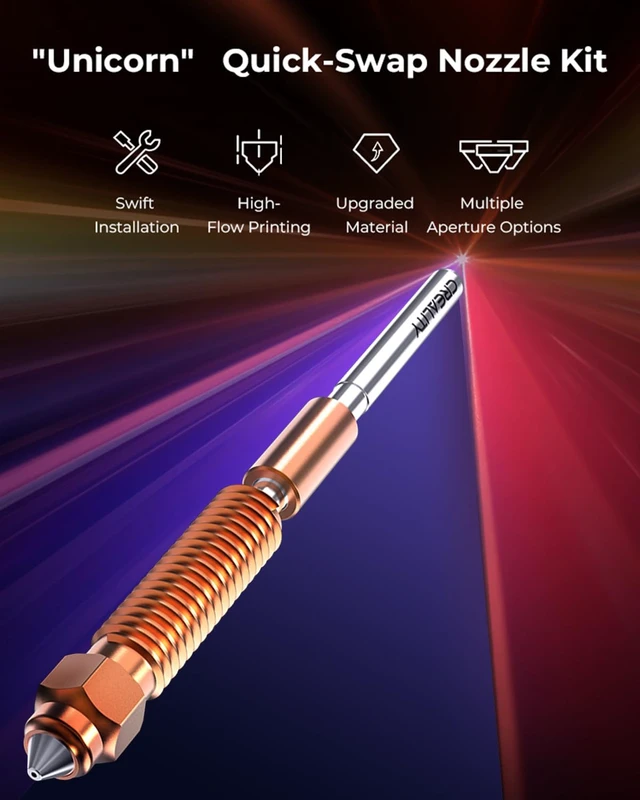 Alt view image 2 of 7 - Creality Official K1C/K1 SE/K2 SE Nozzle, Unicorn Quick-Swap 0.4mm, 0.6mm, 0.8mm 4PCS Nozzle Kit, Copper Alloy and Hardened Steel 3D Printer Nozzle for K1C, K1SE, K2 SE, Ender 3 V3 SE, Ender 3 V3 Plus
