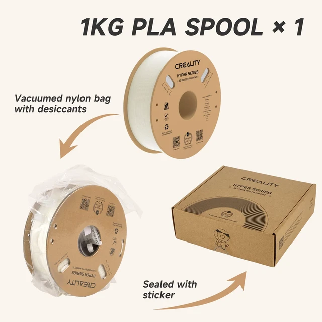 Alt view image 7 of 7 - Official CREALITY Hyper PLA Filament 1.75mm, High Speed PLA 30-600mm/s 3D Printer Filament, Dimensional Accuracy +/-0.02mm, Fit Most FDM 3D Printers1KG(2.2lbs) Spool White