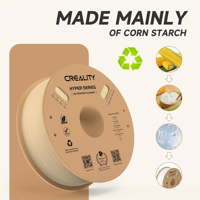 Alt view image 5 of 7 - Official CREALITY Hyper PLA Filament 1.75mm, High Speed PLA 30-600mm/s Rapid 3D Printer Filament, Dimensional Accuracy +/-0.02mm, Stronger Toughness, Fit Most FDM 3D Printers1KG(2.2lbs) Spool Skin