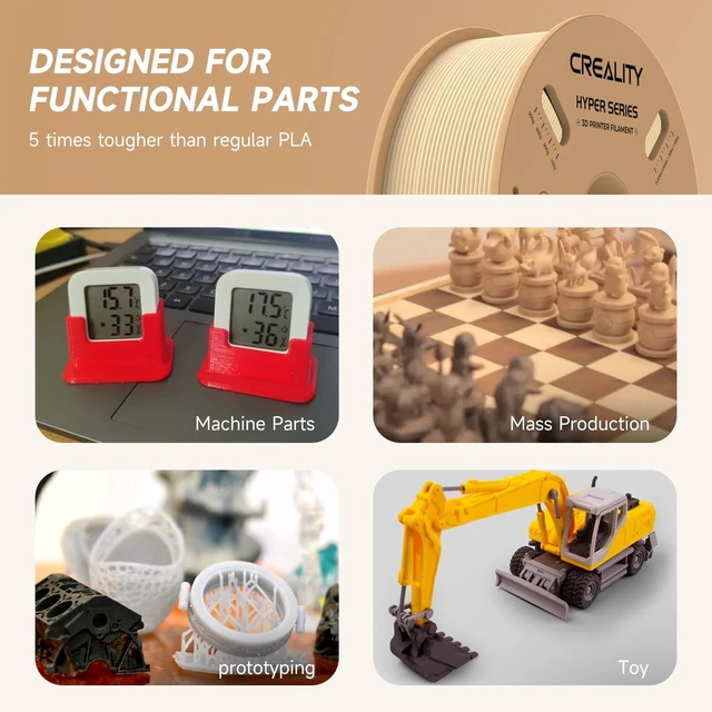 Alt view image 6 of 7 - Official CREALITY Hyper PLA Filament 1.75mm, High Speed PLA 30-600mm/s Rapid 3D Printer Filament, Dimensional Accuracy +/-0.02mm, Stronger Toughness, Fit Most FDM 3D Printers1KG(2.2lbs) Spool Skin