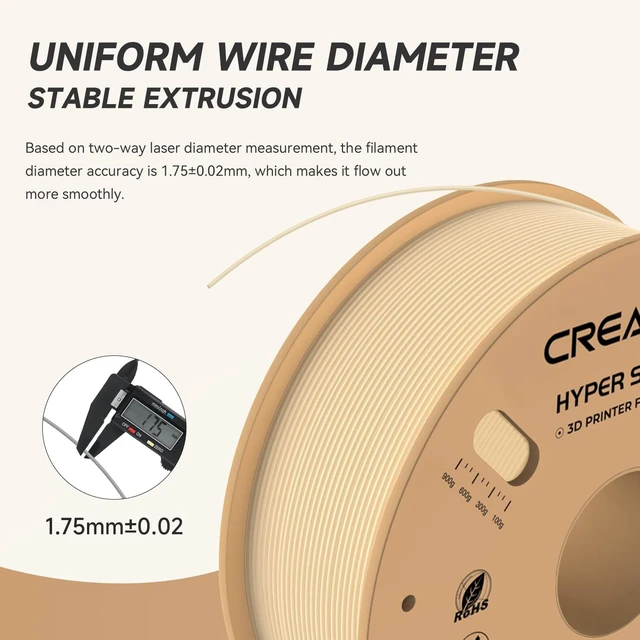 Alt view image 4 of 7 - Official CREALITY Hyper PLA Filament 1.75mm, High Speed PLA 30-600mm/s Rapid 3D Printer Filament, Dimensional Accuracy +/-0.02mm, Stronger Toughness, Fit Most FDM 3D Printers1KG(2.2lbs) Spool Skin