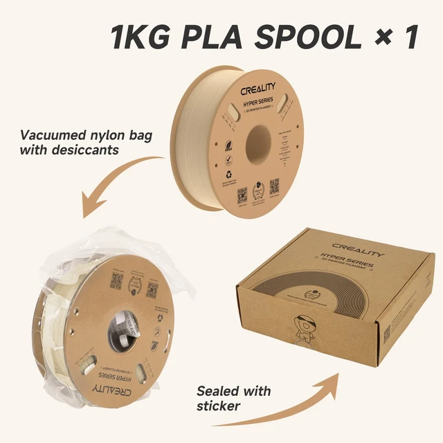 Alt view image 7 of 7 - Official CREALITY Hyper PLA Filament 1.75mm, High Speed PLA 30-600mm/s Rapid 3D Printer Filament, Dimensional Accuracy +/-0.02mm, Stronger Toughness, Fit Most FDM 3D Printers1KG(2.2lbs) Spool Skin