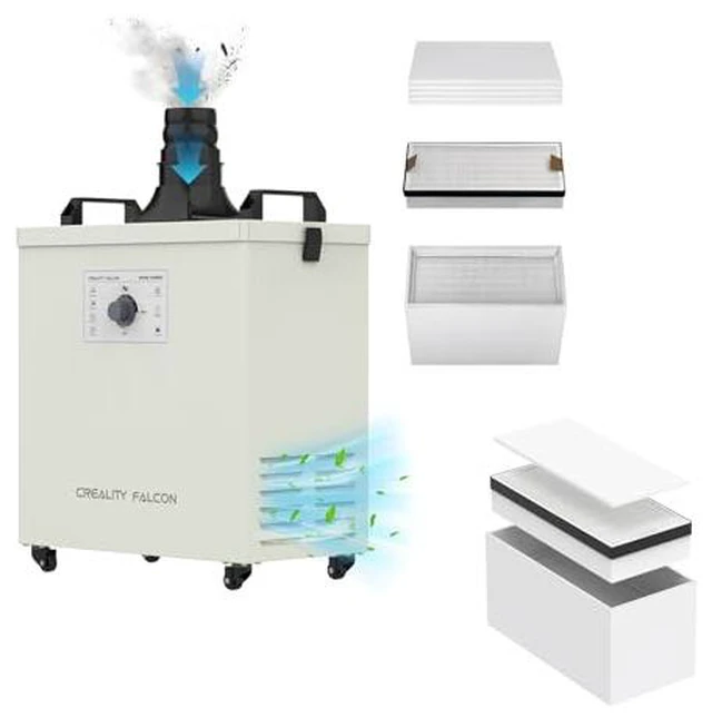 Main image of Creality Falcon Smoke Purifier for Laser Engraver, 180W Fume Extractor for Engraving Machine(Use with Enclosure) and Most Enclosed Laser Cutter, Extras Filter Replacement Set for Falcon Smoke Purifier