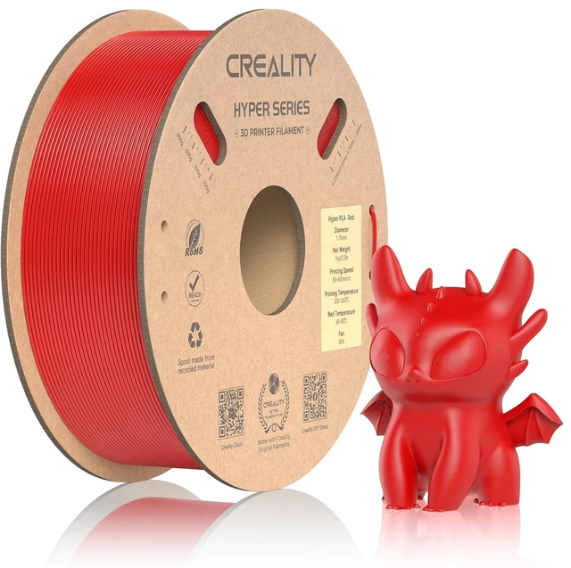 Main image of Official CREALITY Hyper PLA Filament 1.75mm, High Speed PLA 30-600mm/s Rapid 3D Printer Filament, Dimensional Accuracy +/-0.02mm, Stronger Toughness, Fit Most FDM 3D Printers1KG(2.2lbs) Spool Red