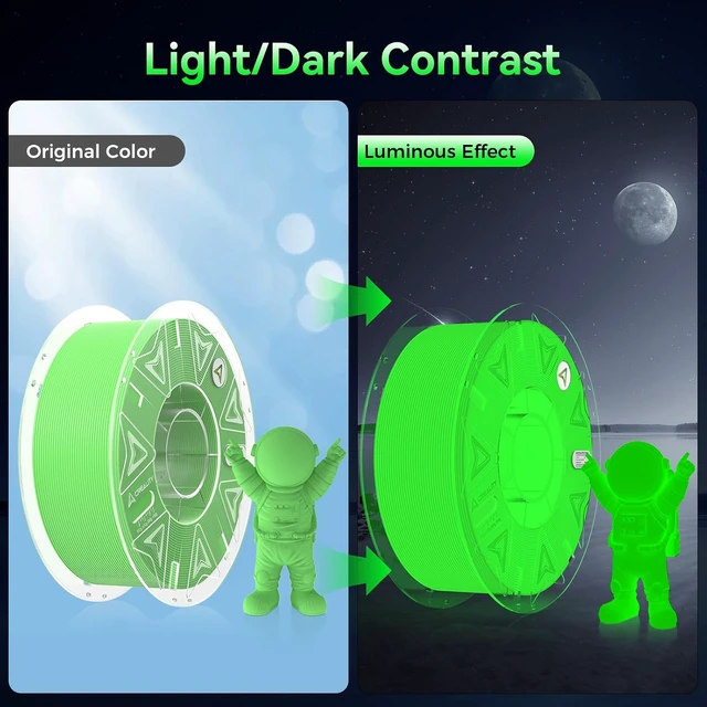 Alt view image 6 of 7 - Creality Official Hyper PLA Filament 1.75mm, Glow in The Dark Filament, 3D Luminous PLA Printer Filament, RFID Filament, Best with UV Lamps, Fit Most FDM 3D Printers, 1kg Spool (2.2 lbs) Green