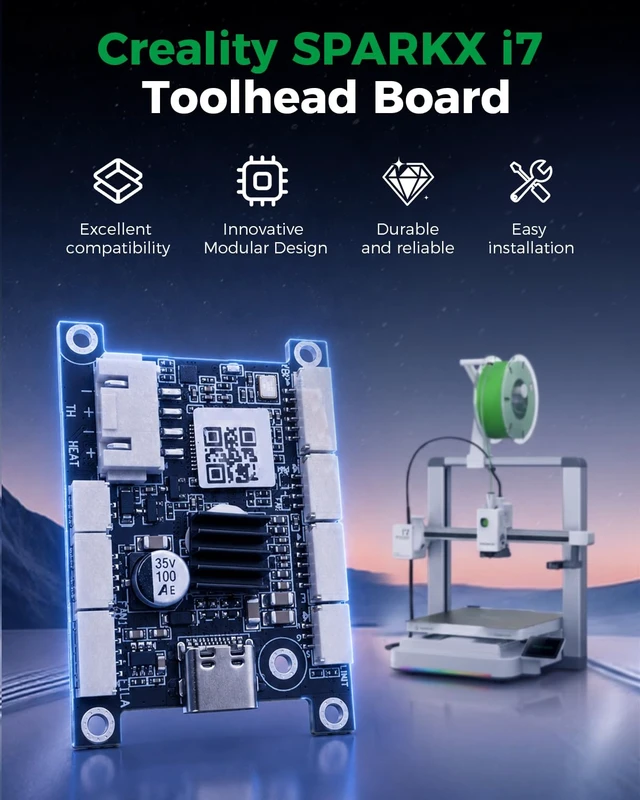 Alt view image 2 of 7 - Creality Official SPARKX i7 Toolhead Board, Original i7 Hotend Adapter Plate, i7 PCB Print Head Board V08 Mainboard, Nozzle Adapter Mainboard Replacement for SPARKX i7 3D Printer