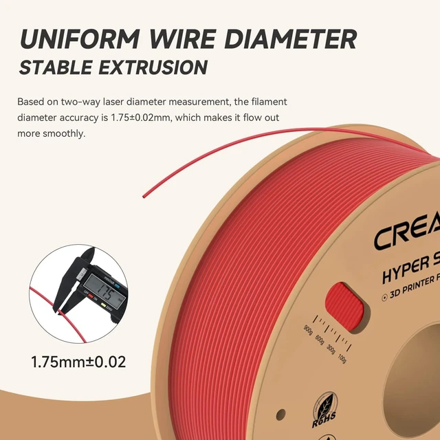 Alt view image 4 of 7 - Official CREALITY Hyper PLA Filament 1.75mm, High Speed PLA 30-600mm/s Rapid 3D Printer Filament, Dimensional Accuracy +/-0.02mm, Stronger Toughness, Fit Most FDM 3D Printers1KG(2.2lbs) Spool Red