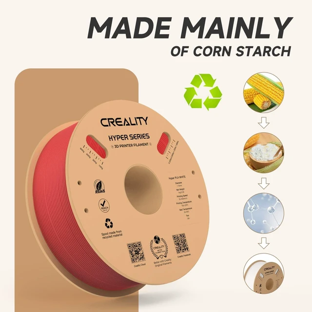 Alt view image 5 of 7 - Official CREALITY Hyper PLA Filament 1.75mm, High Speed PLA 30-600mm/s Rapid 3D Printer Filament, Dimensional Accuracy +/-0.02mm, Stronger Toughness, Fit Most FDM 3D Printers1KG(2.2lbs) Spool Red