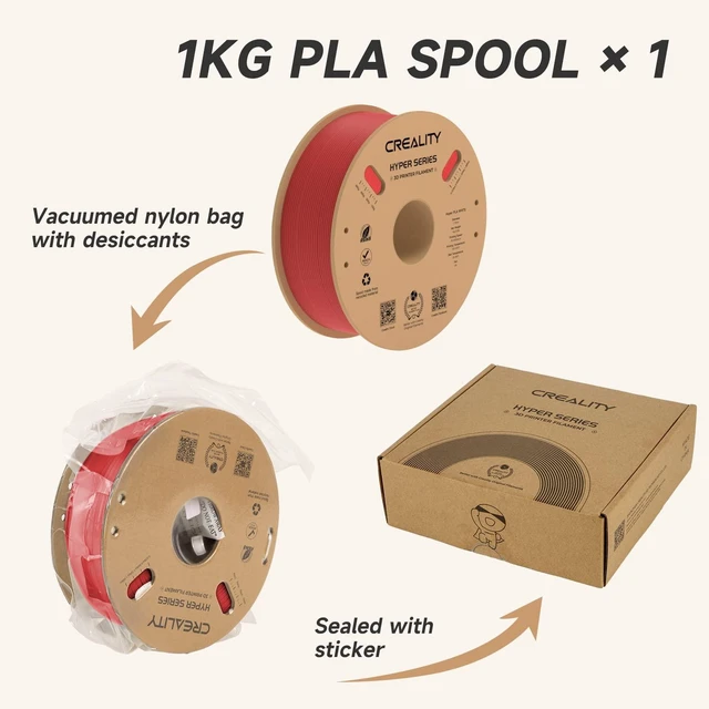 Alt view image 7 of 7 - Official CREALITY Hyper PLA Filament 1.75mm, High Speed PLA 30-600mm/s Rapid 3D Printer Filament, Dimensional Accuracy +/-0.02mm, Stronger Toughness, Fit Most FDM 3D Printers1KG(2.2lbs) Spool Red