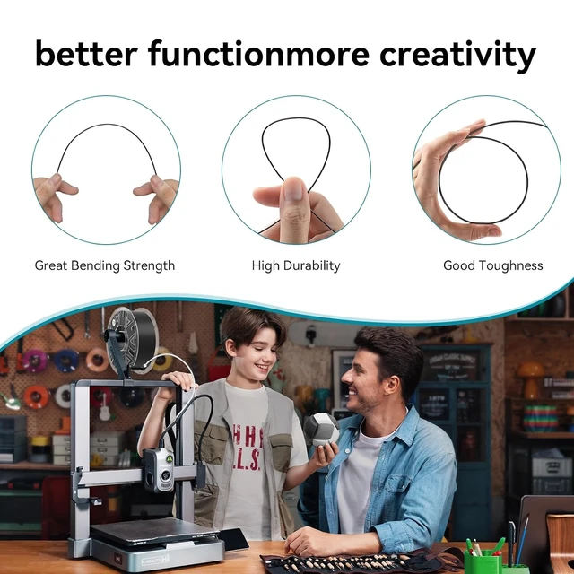 Alt view image 7 of 7 - Official Creality Hyper PETG-CF (Carbon Fiber) Filament 1.75mm, High Speed Hyper PETG-CF 30-300mm/s 3D Printer Filament, Dimensional Accuracy +/-0.02mm, 1KG Spool Black, Fit Most FDM 3D Printers