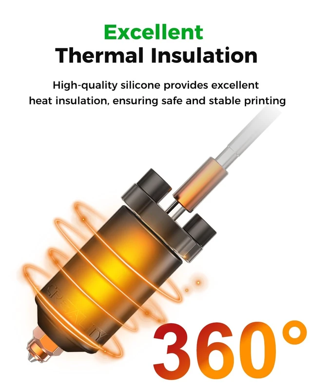 Alt view image 5 of 7 - Creality Official K2 Plus Silicone Socks, Hotend Silicone Cover for K2/K2 Pro/K2 Plus, Excellent Thermal Insulation, Stable Temperature Control, Durable and Reliable, Easy Installation
