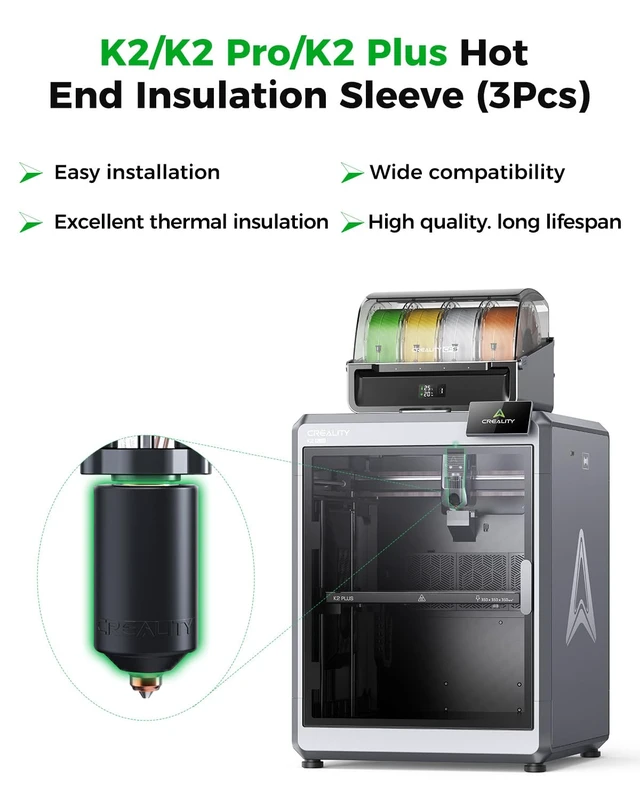 Alt view image 3 of 7 - Creality Official K2 Plus Silicone Socks, Hotend Silicone Cover for K2/K2 Pro/K2 Plus, Excellent Thermal Insulation, Stable Temperature Control, Durable and Reliable, Easy Installation