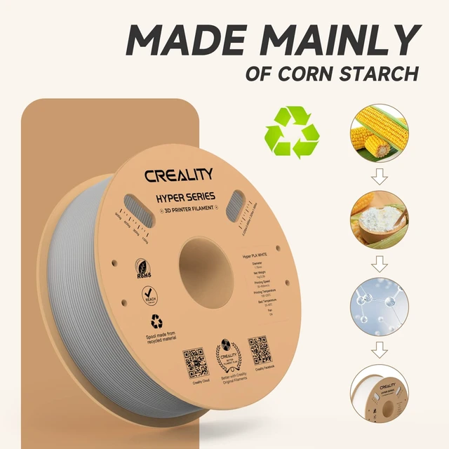 Alt view image 5 of 7 - Official CREALITY Hyper PLA Filament 1.75mm, High Speed PLA 30-600mm/s 3D Printer Filament, Dimensional Accuracy +/-0.02mm, Fit Most FDM 3D Printers, 1KG(2.2lbs) Spool Gray