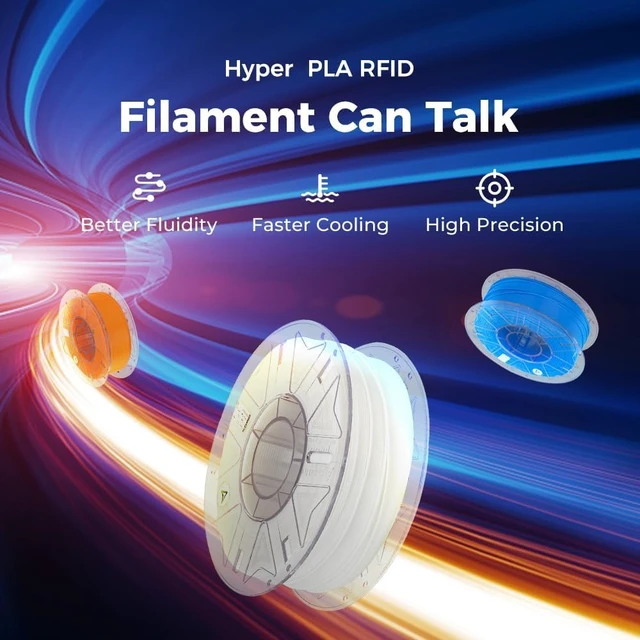 Alt view image 2 of 7 - 2025 New Official RFID CREALITY Hyper PLA RFID Filament 1.75mm for K2 Plus Combo, High Speed 30-600mm/s 3D Printer Filament, 1kg(2.2lbs)/Spool Hyper PLA RFID Support CFS, for Most 3D Printers Yellow