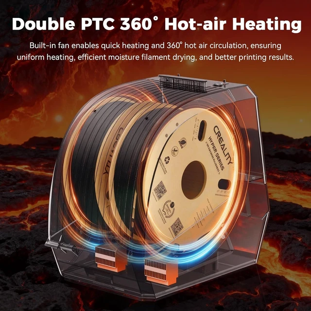 Alt view image 2 of 7 - 2026 New Official CREALITY Space Pi Filament Dryer Plus, 2 Spools Double 360° 160W PTC Fast Heating 3D Printer Filament Dryer Box, 4''LCD Touch Screen, One-Key Set Filament Drying for PLA PETG ABS TPU