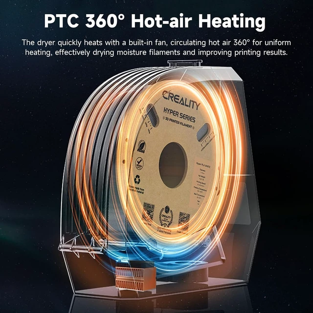 Alt view image 2 of 7 - 2026 New Official CREALITY Space Pi Filament Dryer, 360° 110W PTC Hot-Air Heating 3D Printer Filament Dryer Box with Fan, Upgraded Filament Dehydrator Storage for PLA ABS PETG PA Filament 1.75 2.85mm
