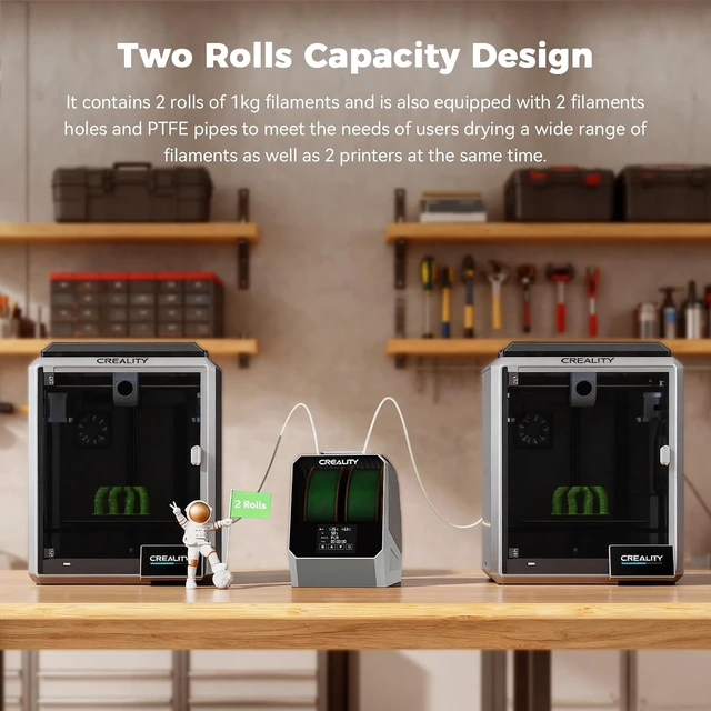 Alt view image 3 of 7 - 2026 New Official CREALITY Space Pi Filament Dryer Plus, 2 Spools Double 360° 160W PTC Fast Heating 3D Printer Filament Dryer Box, 4''LCD Touch Screen, One-Key Set Filament Drying for PLA PETG ABS TPU