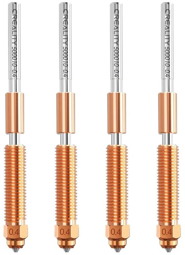 Main image of Creality Official K2 Plus Nozzle, 0.4mm 4 PCS Quick-Swap 3D Printer Nozzle Copper Alloy and Hardened Steel Nozzle for 3D Printer K2 Plus, K2, Creality Hi