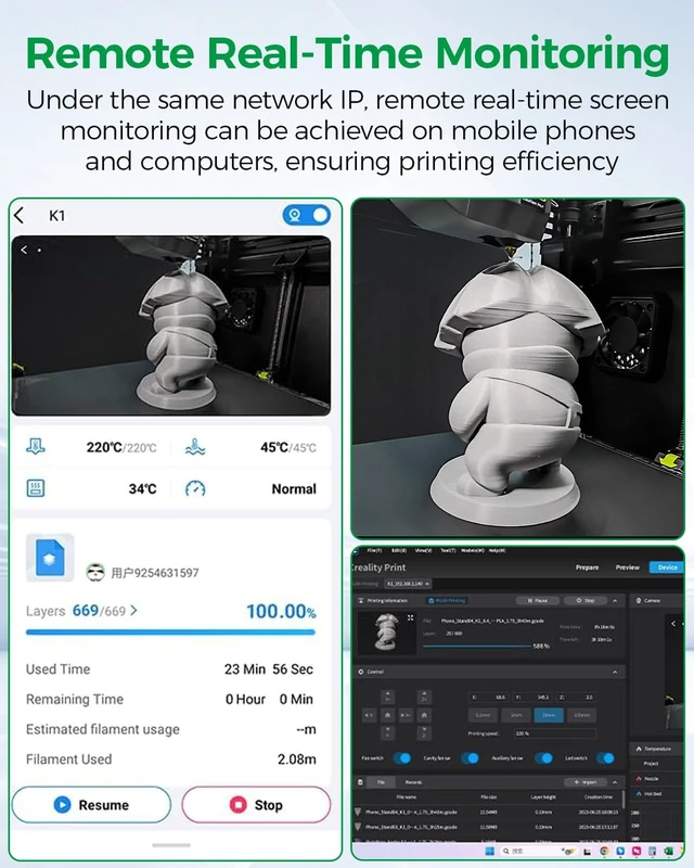 Alt view image 4 of 7 - Creality Official K1 C/K1 Max 2025 Camera, Real-Time Monitoring, AI Detection, Time-Lapse Filming, 1080P HD Camera, Compatible with K1 Series 2025 Printers