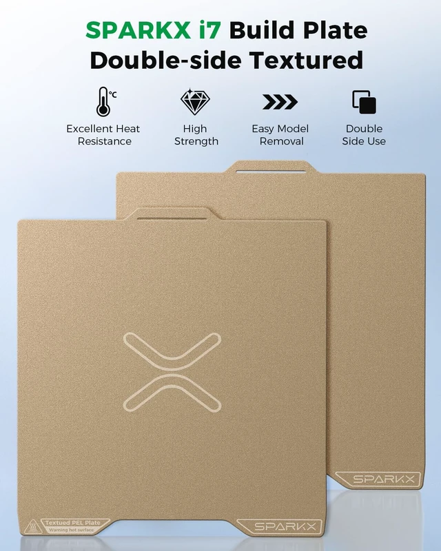 Alt view image 2 of 7 - Creality Official SPARKX i7 Build Plate, Double Sided Textured PEI Sheet, 265×300mm Magnetic Flexible Removable Spring Steel Printing Plate, 3D Printer Bed Plate Gold (Without Magnetic Base)