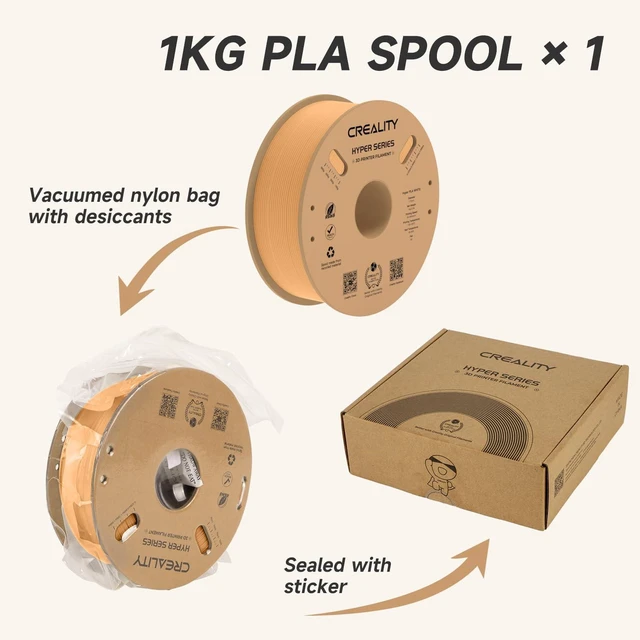 Alt view image 7 of 7 - Official Creality Hyper PLA Filament 1.75mm, High Speed PLA 30-600mm/s Rapid 3D Printer Filament, Dimensional Accuracy +/-0.02mm, Fit Most FDM 3D Printers, 1KG(2.2lbs) Spool Peach Fuzz