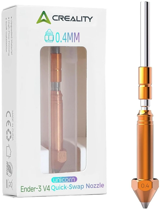 Main image of Creality Official Ender 3 V4 Nozzle 0.4mm, Original Unicorn Quick-Swap Nozzle, High Flow Copper Alloy Nozzle for Fast Printing, Anti-Clog, 3D Printer Nozzle for Ender 3 V4