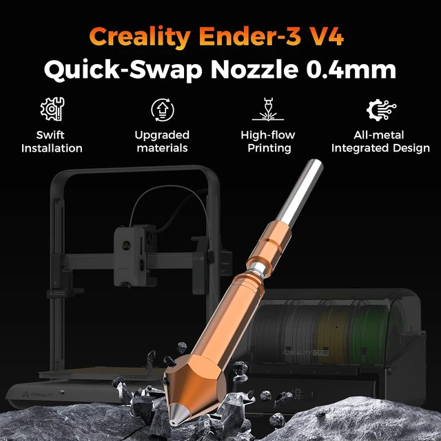 Alt view image 3 of 7 - Creality Official Ender 3 V4 Nozzle 0.4mm, Original Unicorn Quick-Swap Nozzle, High Flow Copper Alloy Nozzle for Fast Printing, Anti-Clog, 3D Printer Nozzle for Ender 3 V4