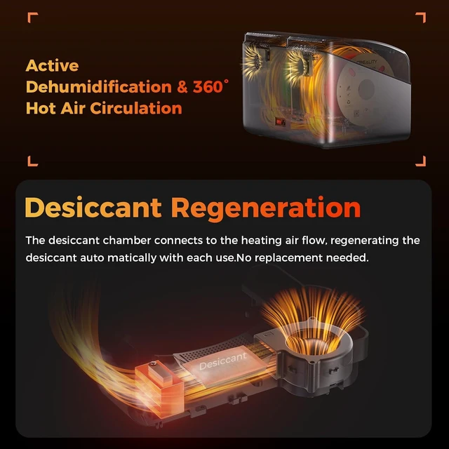 Alt view image 4 of 7 - Creality Filament Dryer Box 4 Spool, SpacePi X4 3D Printer Filament Storage Box, Dual Independent Heating Chambers, Rapid Heating Up to 85, Active Dehumidification, for PLA,PETG,ABS,TPU,Nylon,etc
