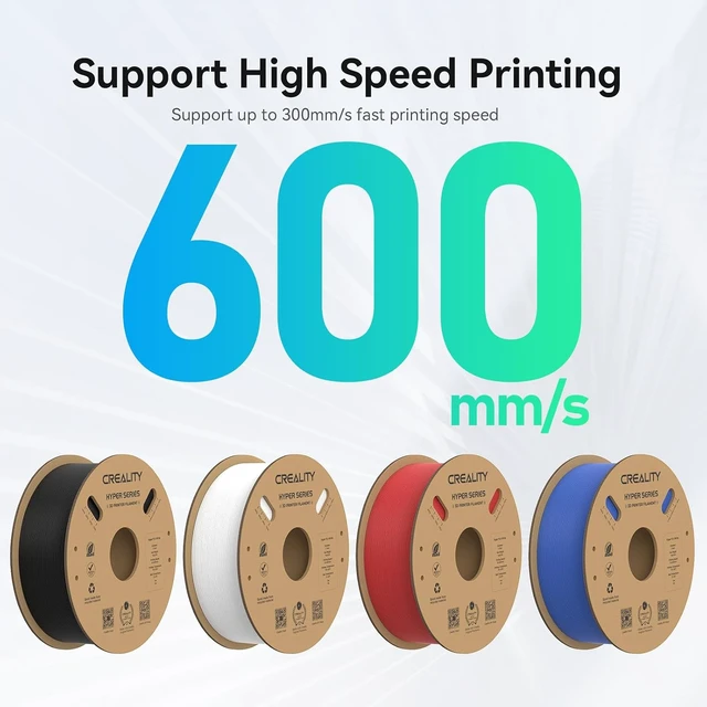 Alt view image 5 of 7 - Creality Hyper PLA Filament 1.75mm, 30-600mm/s High Speed 3D Printer Filament, Dimensional Accuracy +/-0.02mm, Fit Most FDM 3D Printers, 4 Pack 1kg Spool(2.2lbs), Black & White & Blue & Red
