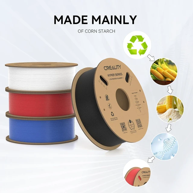 Alt view image 3 of 7 - Creality Hyper PLA Filament 1.75mm, 30-600mm/s High Speed 3D Printer Filament, Dimensional Accuracy +/-0.02mm, Fit Most FDM 3D Printers, 4 Pack 1kg Spool(2.2lbs), Black & White & Blue & Red