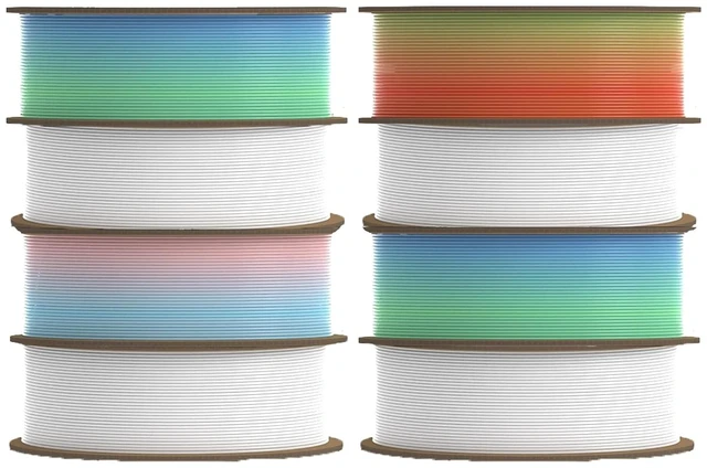 Main image of Creality Hyper PLA Filament 1.75mm, 30-600mm/s High-Speed 3D Printer Filament, Dimensional Accuracy +/-0.02mm, Fits Most FDM 3D Printers, 8-Pack of 1Kg Spools (2.2 lbs), White&Rainbow