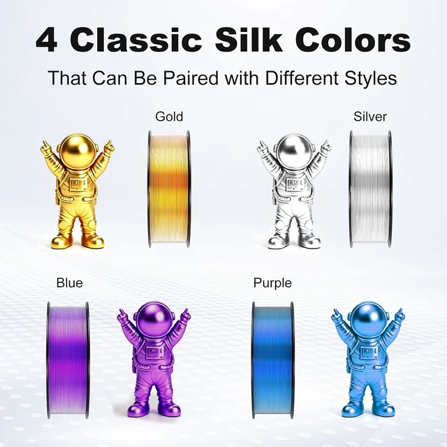 Alt view image 7 of 7 - Creality Silk PLA Filament 1.75mm Shiny High Gloss 3D Printer Filament