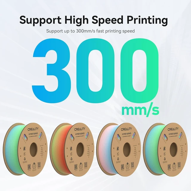 Alt view image 4 of 7 - Creality Hyper PLA Filament 1.75mm, 30-600mm/s High-Speed 3D Printer Filament, Dimensional Accuracy +/-0.02mm, Fits Most FDM 3D Printers, 8-Pack of 1Kg Spools (2.2 lbs), White&Rainbow