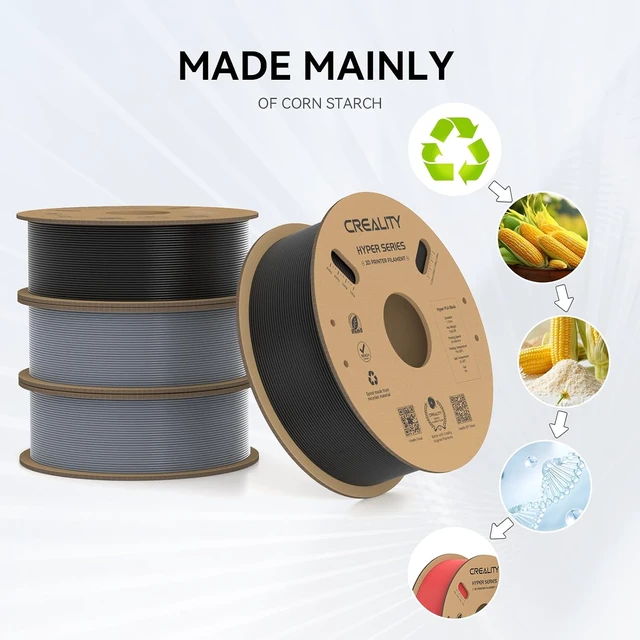Alt view image 3 of 7 - Creality Hyper PLA Filament 1.75mm, 30-600mm/s High Speed 3D Printer Filament, Dimensional Accuracy +/-0.02mm, Fit Most FDM 3D Printers, 4 Pack 1kg Spool(2.2lbs), Black & Grey