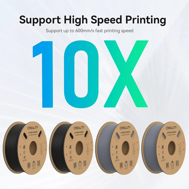 Alt view image 4 of 7 - Creality Hyper PLA Filament 1.75mm, 30-600mm/s High Speed 3D Printer Filament, Dimensional Accuracy +/-0.02mm, Fit Most FDM 3D Printers, 4 Pack 1kg Spool(2.2lbs), Black & Grey