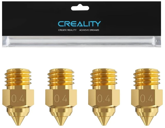 Main image of Creality Official Ender 5 Max Nozzles, High Temperature Resistant (300°C), Less Clogging, No Leakage, Durable and Reliable, Original 3D Printer Nozzle, Brass Material, 4 Pcs, 0.4 mm