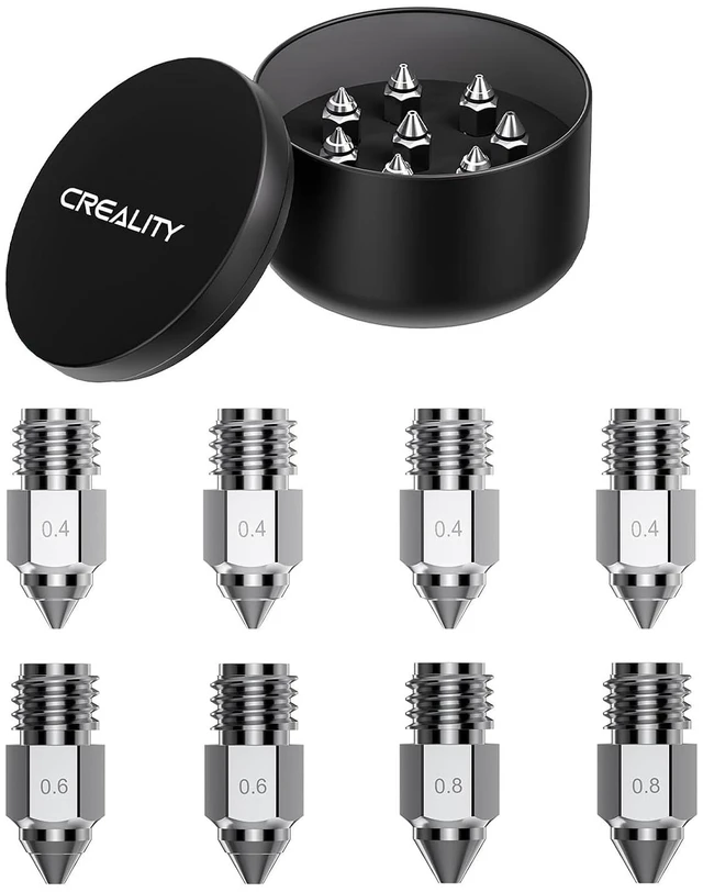 Main image of Creality Official Ender 5 Max Nozzles, Upgrade Copper Alloy Material, High Hardness, High Temperature Printing(500), Less Clogging, Durable and Reliable, 0.4/0.6/0.8mm, 8PCS, 3D Printer Nozzle